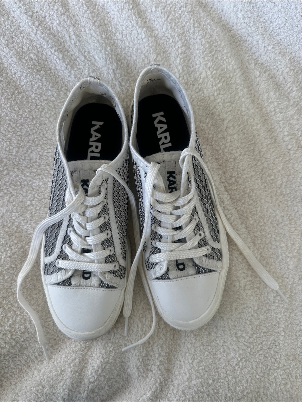 Karl Lagerfeld White Sneakers with Black Snake-Print Panels
